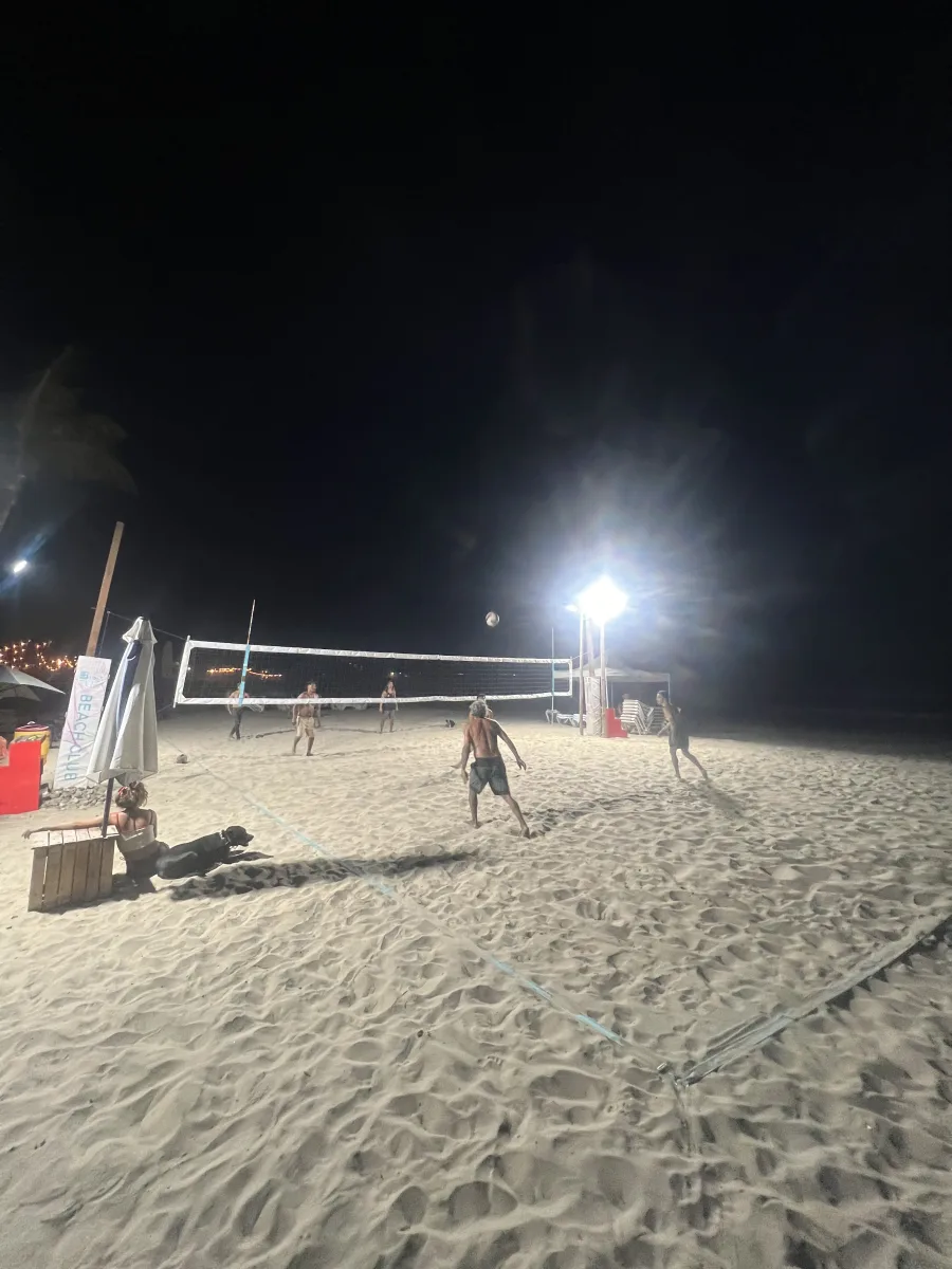 Night volleyball under the lights at Big Fun Beach Club