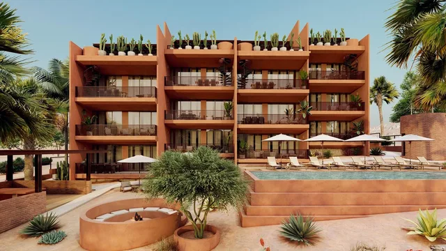 Artist rendering of a two-bedroom condo at Cerritos 2097, Cerritos, Baja California Sur