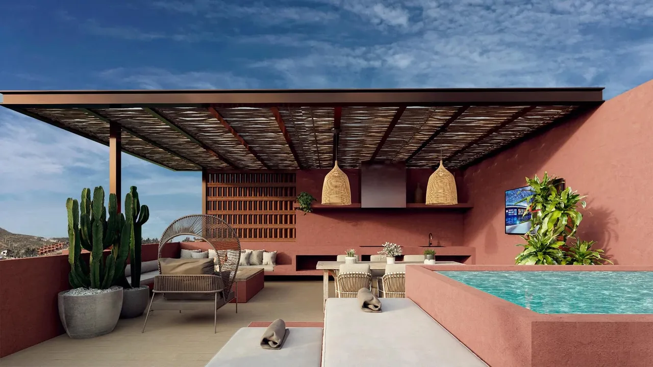 Artist rendering of a two-bedroom condo at Cerritos 2097, Cerritos, Baja California Sur