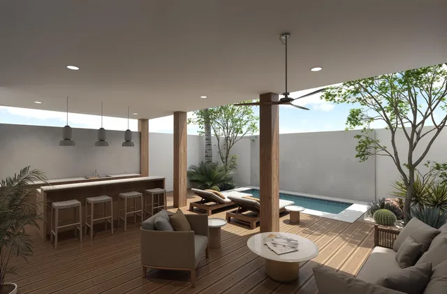 Artist rendering of a two-bedroom condo at Ciudad Cerritos, Cerritos, Baja California Sur