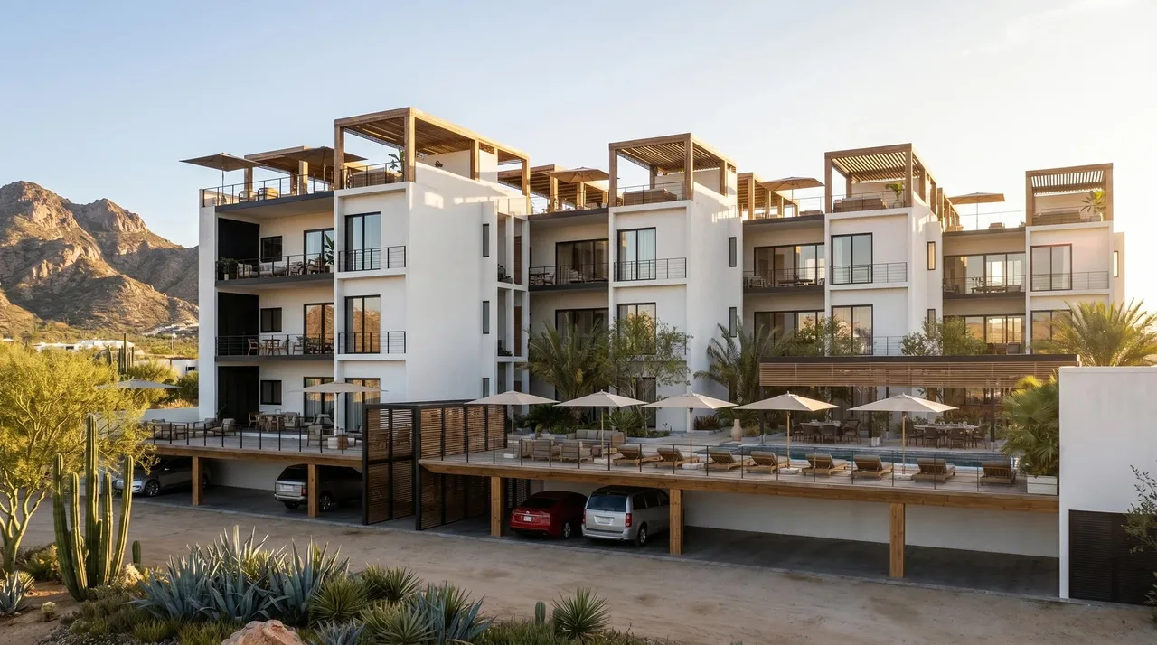 Artist rendering of a two-bedroom condo at Ciudad Cerritos, Cerritos, Baja California Sur