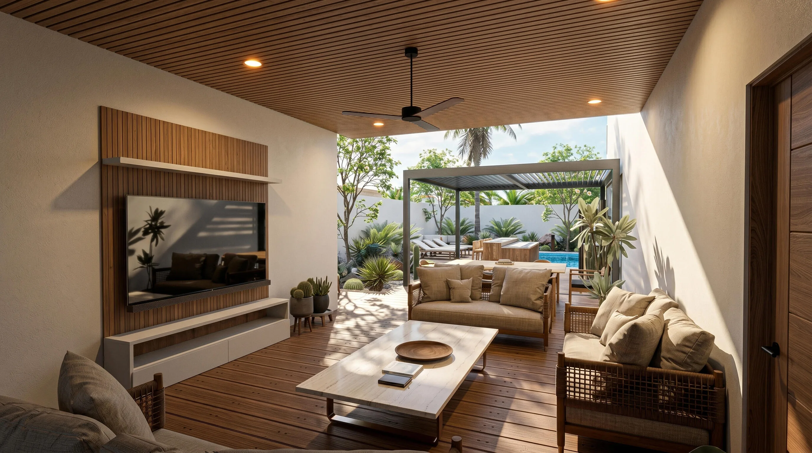 Concept rendering of a possible private backyard layout for Condo 301