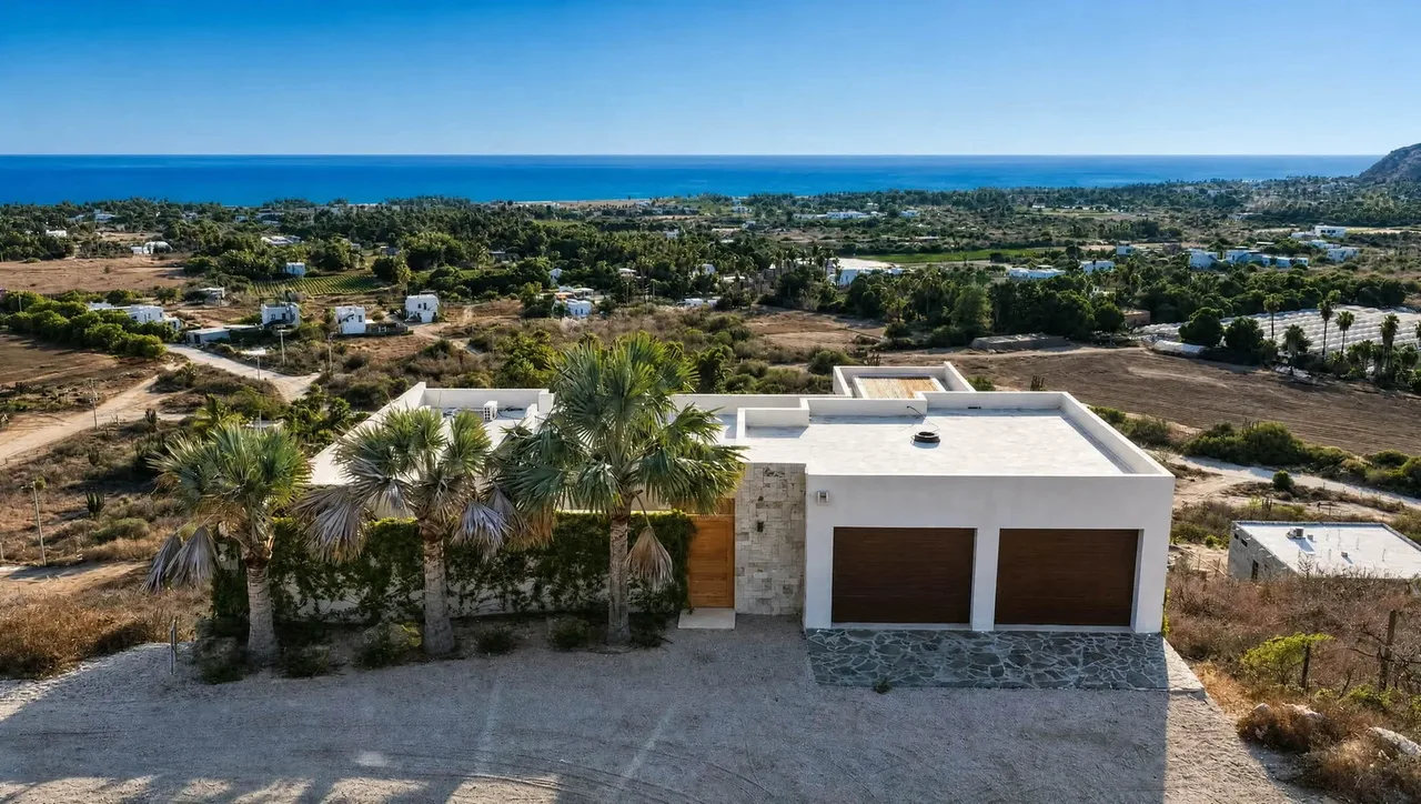 Aerial exterior with Pacific and mountain context at Casa Mirador Pescadero in El Pescadero