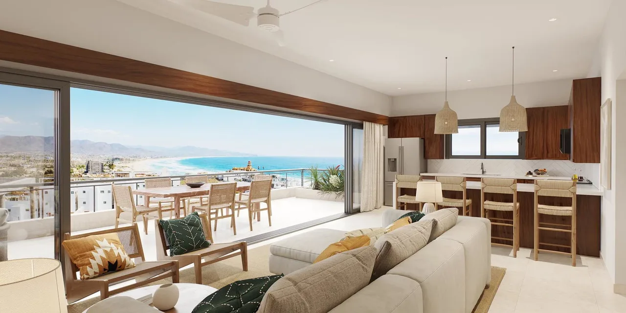 Artist rendering of a two-bedroom condo at Halo of Cerritos, Cerritos, Baja California Sur