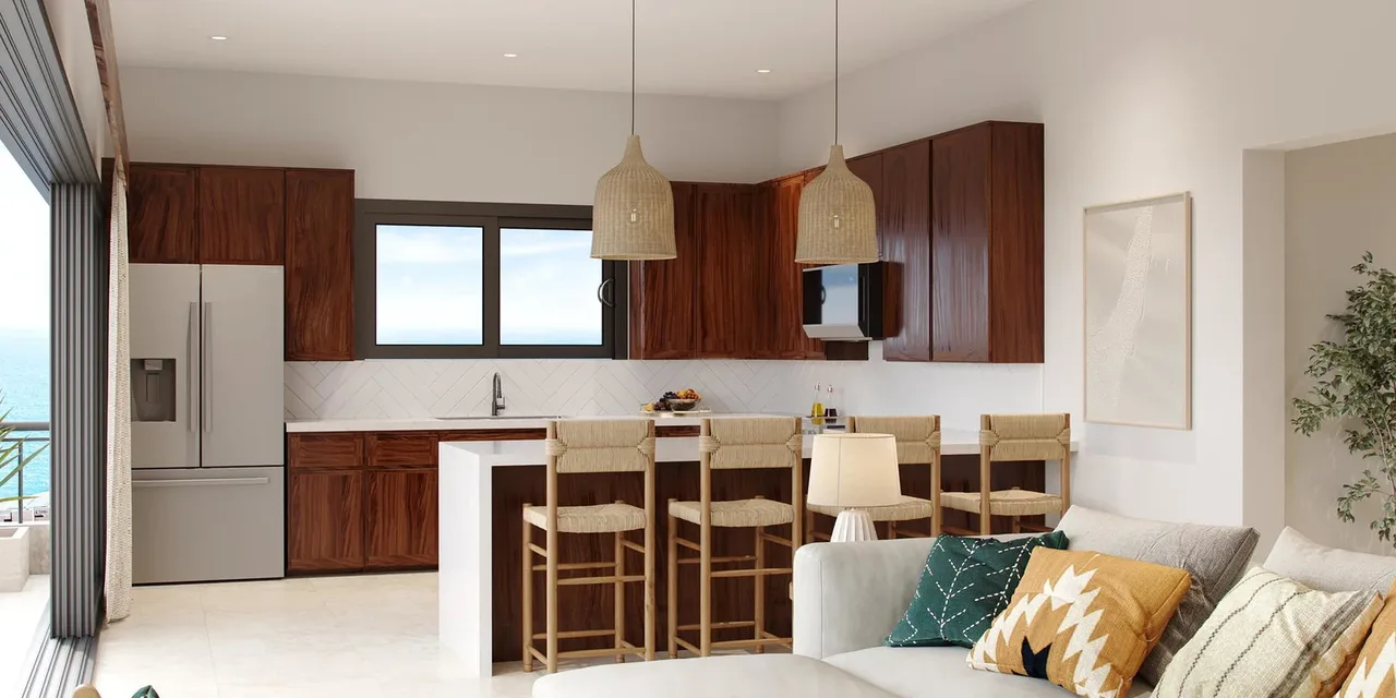 Artist rendering of a two-bedroom condo at Halo of Cerritos, Cerritos, Baja California Sur