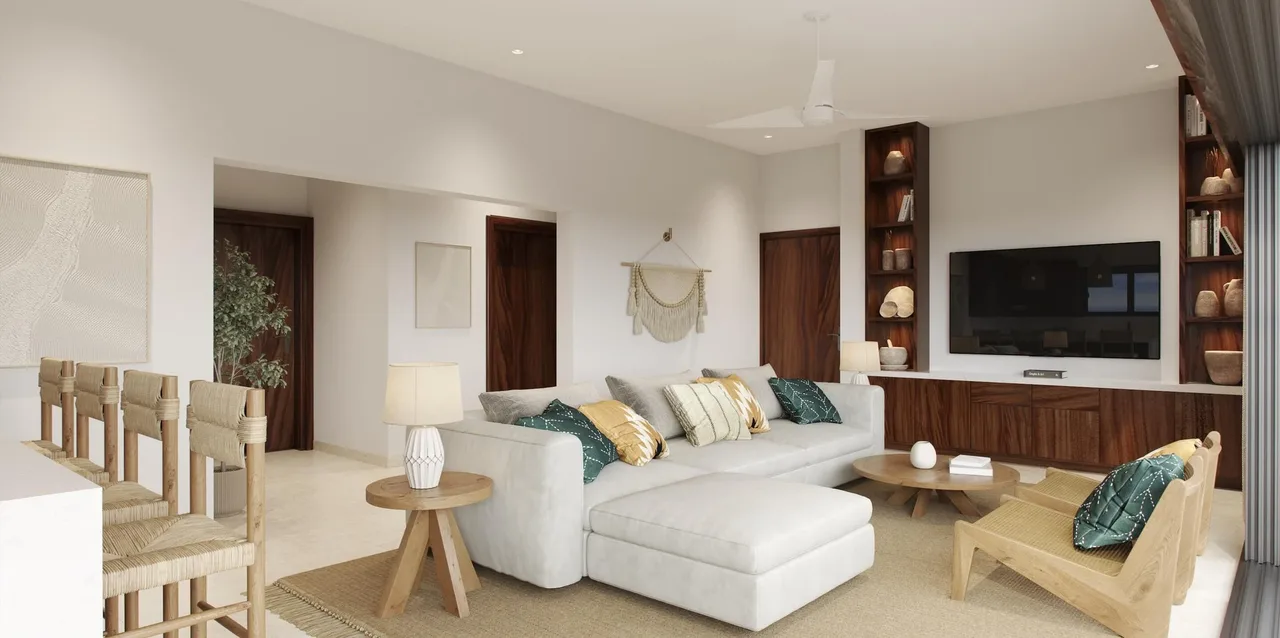 Artist rendering of a two-bedroom condo at Halo of Cerritos, Cerritos, Baja California Sur