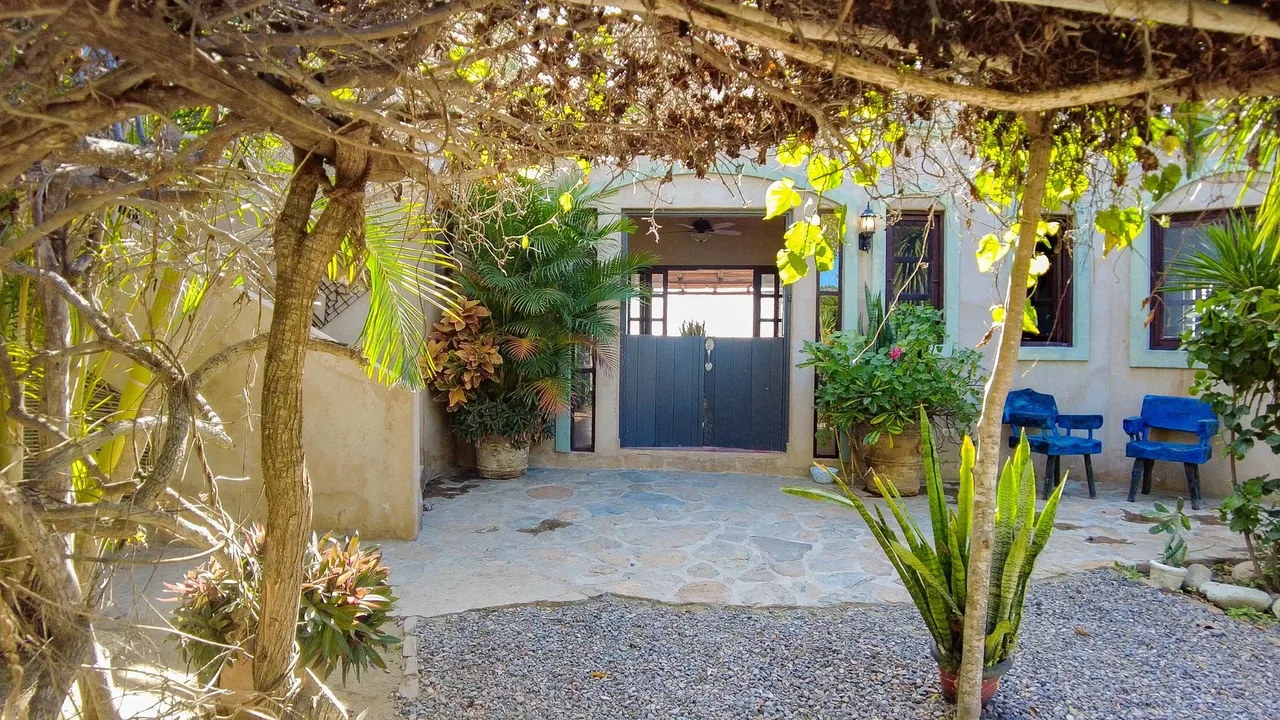 Front entrance at Flora del Mar Ocean View Home in Todos Santos