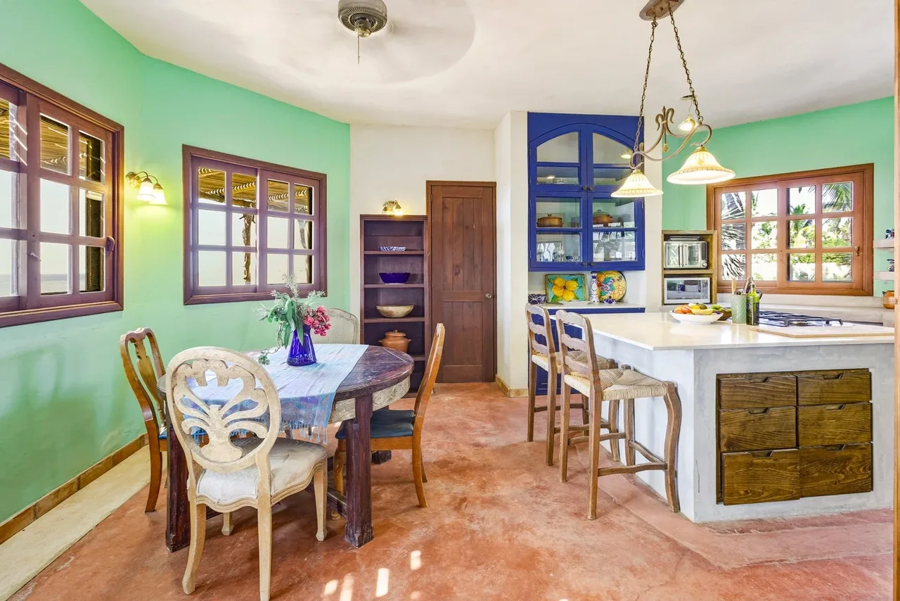 kitchen/dining at Flora del Mar Ocean View Home in Todos Santos