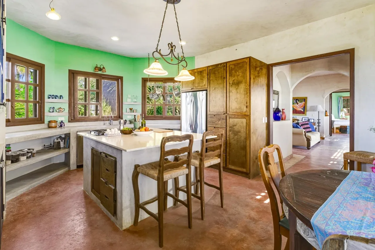 kitchen/dining at Flora del Mar Ocean View Home in Todos Santos