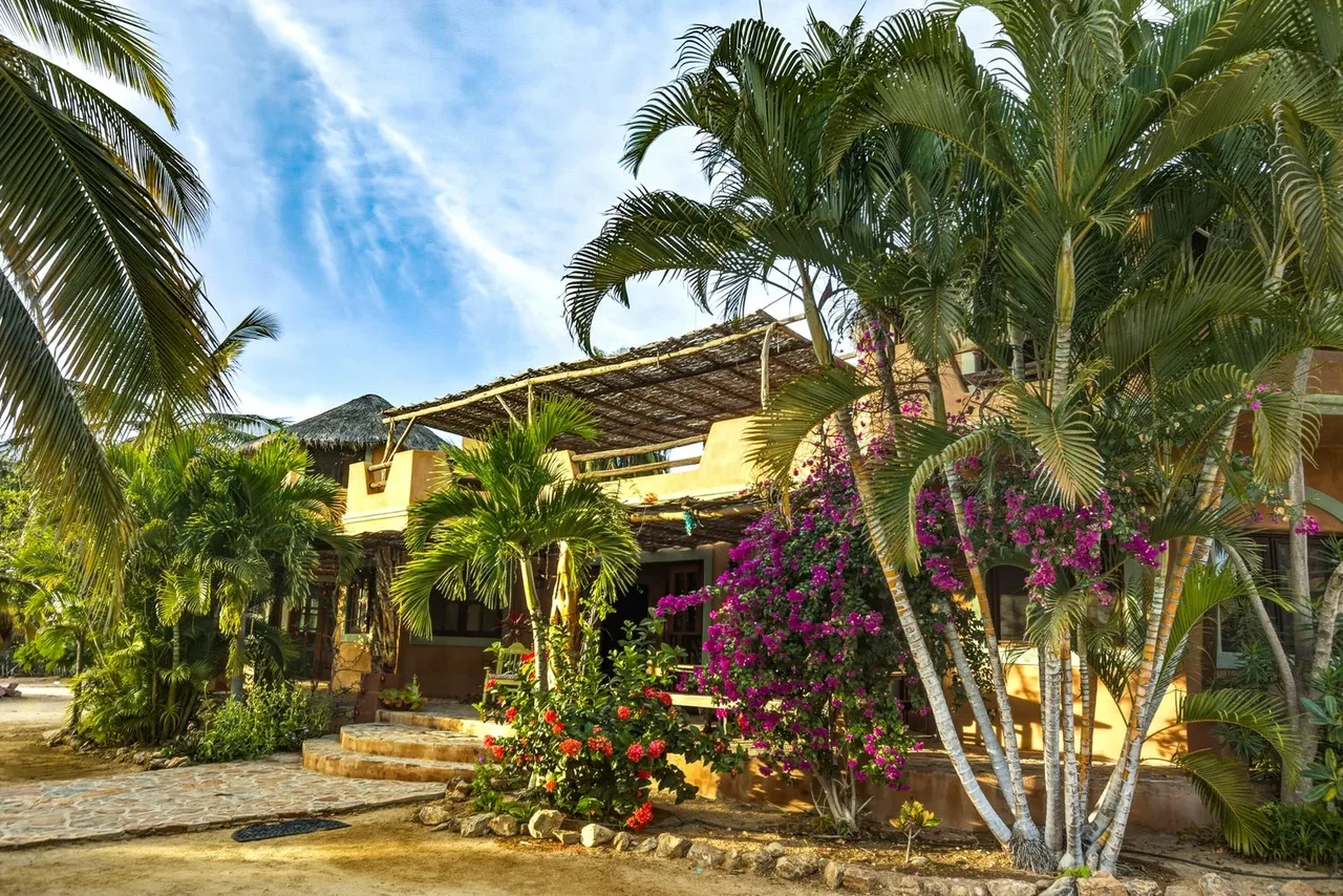 Hacienda front view at Flora del Mar Hacienda in Todos Santos