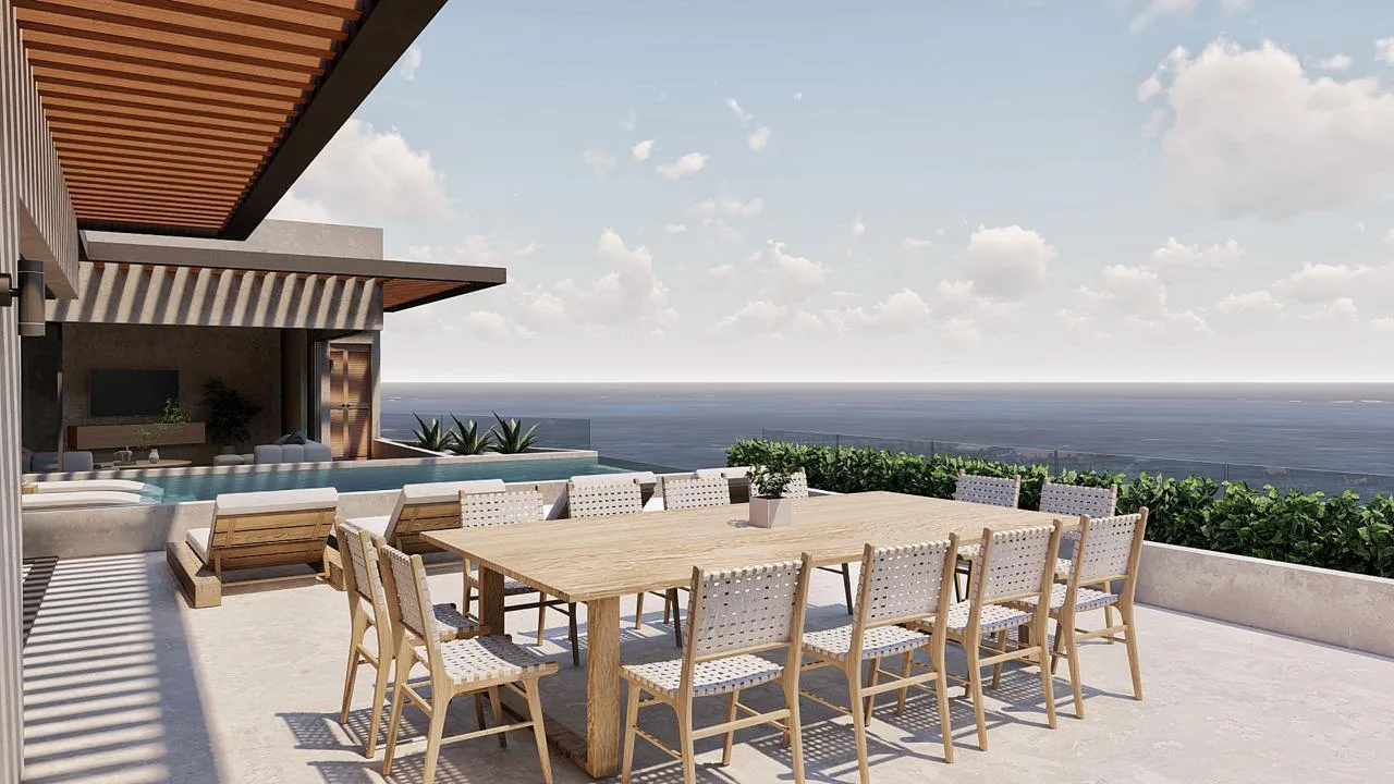 Artist rendering of a four-bedroom condo at Gavilán, Cerritos, Baja California Sur