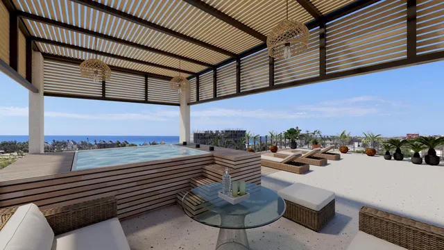 Artist rendering of a two-bedroom condo at Ciudad Cerritos, Cerritos, Baja California Sur