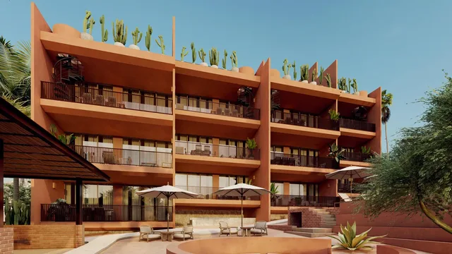 Artist rendering of a two-bedroom condo at Cerritos 2097, Cerritos, Baja California Sur
